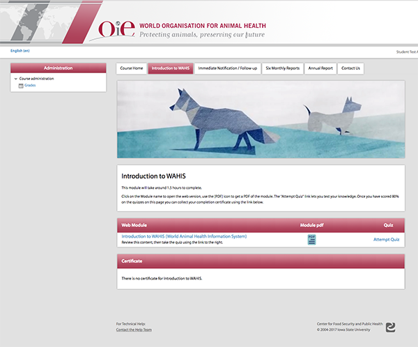 World Animal Health Information System screenshot