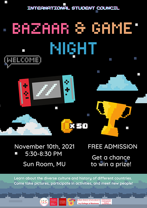 International Week 2021 Bazaar & Game Night poster