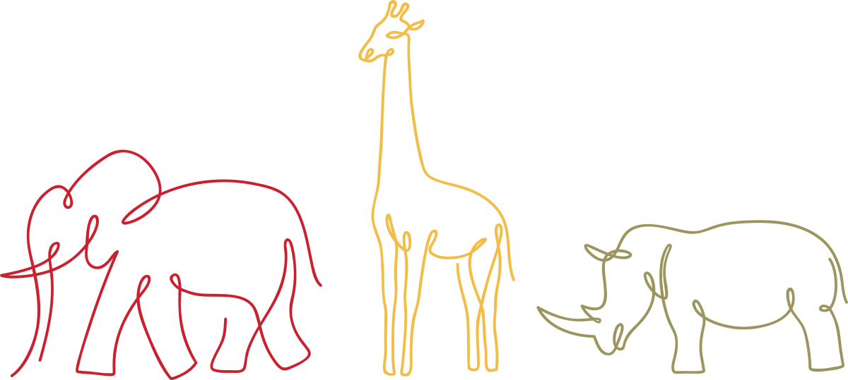 elephant, giraffe and rhino