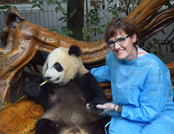Dr. Bonnie Murphy with a panda